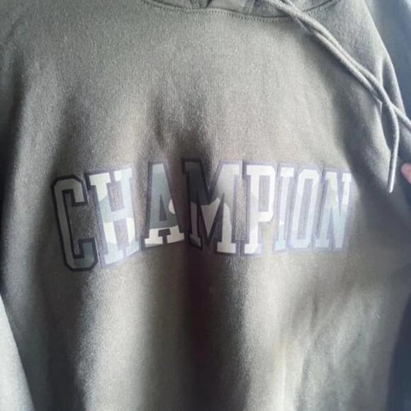 Champion Mens Gray Hoodie 2XL Powerblend Logo Army Camouflage Fleece - Picture 4 of 10